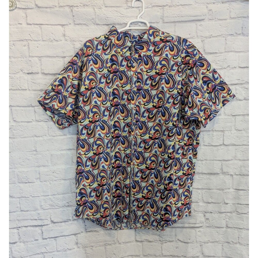 CREMIEUX  Mens Size 4xLT Paisley Short Sleeve Shirt Bright‎ Multicolor pocket